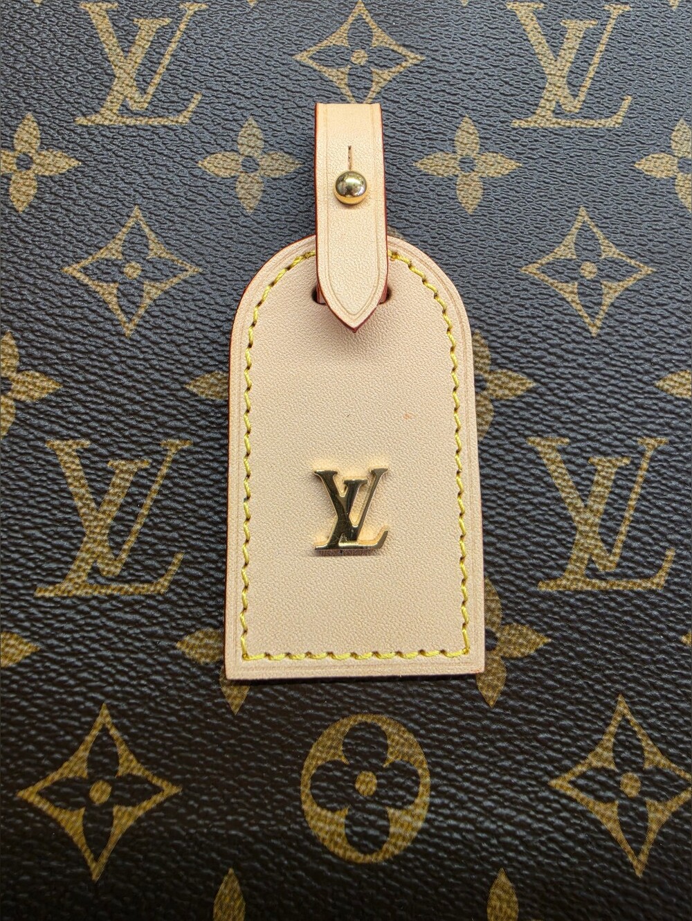 Louis Vuitton Beige Vachetta Leather Name Tag with Gold